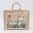 Snowdrops on a juco and jute shopper bag