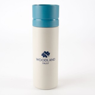 Woodland Trust Circular drinks bottle cream with teal lid