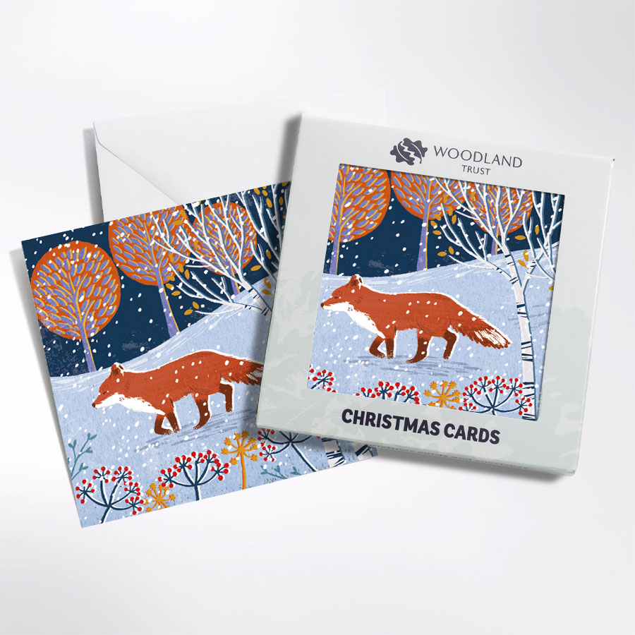 Fox footsteps Christmas cards Woodland Trust Shop