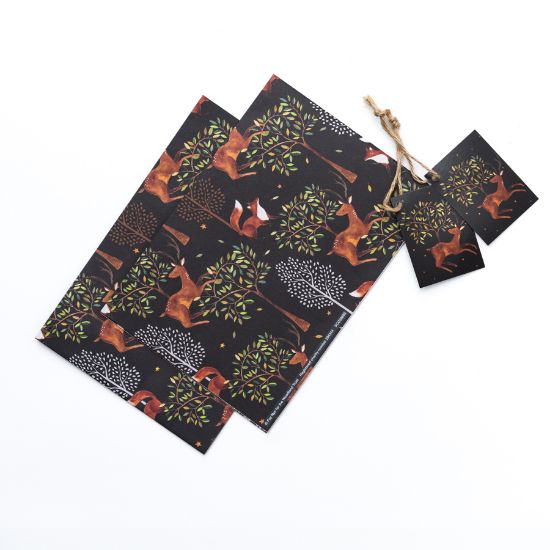 Picture of Woodland Trust gift wrap and tags - deer and foxes