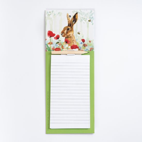 Picture of Magnetic memo pad - hare and poppies