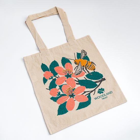 Picture of Woodland Trust bee and blossom tote bag