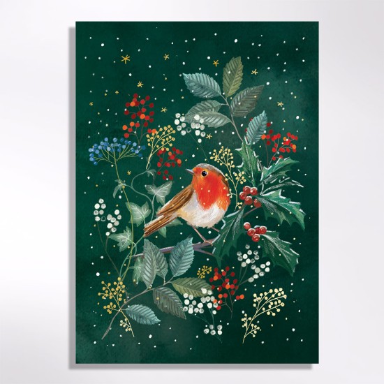 Picture of Robin with holly - Christmas cards