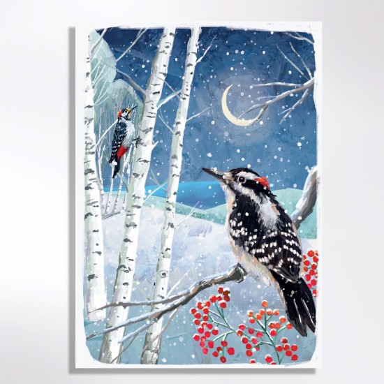 Picture of Moonlit woodpecker - Christmas cards