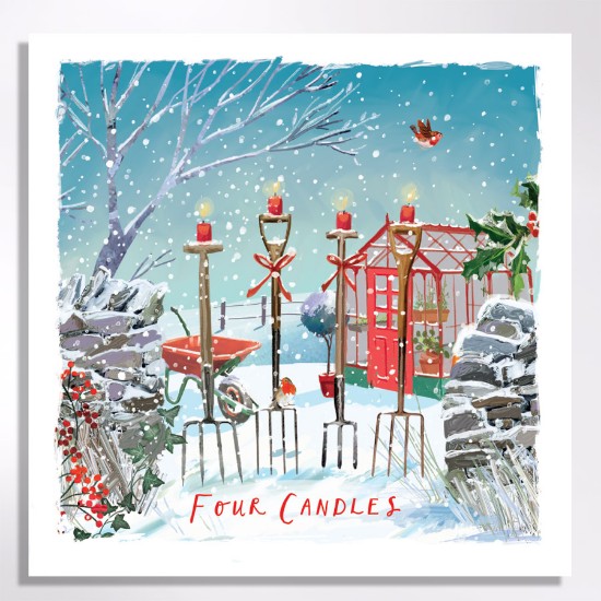 Picture of Four candles, fork handles - Christmas Cards
