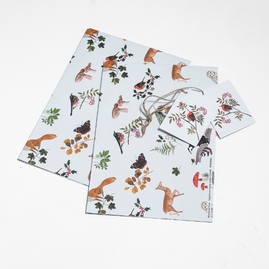 Picture of Woodland Trust gift wrap and tags -  winter woodland animals